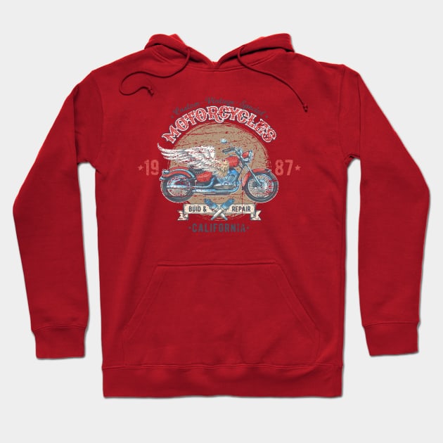 Custom Vintage Motorcycles California Hoodie by Mandra